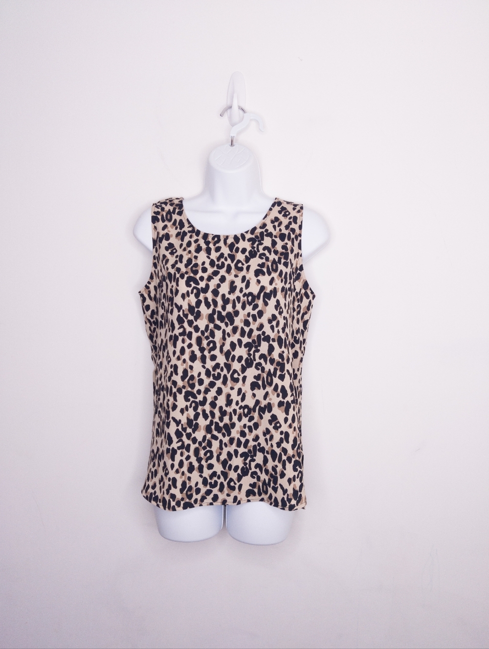 Halogen Leopard Print Tank Top Size Extra Small Tunic Style Brown Black NWT